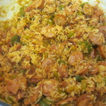 Spicy sausage, ham, rice, and etc.